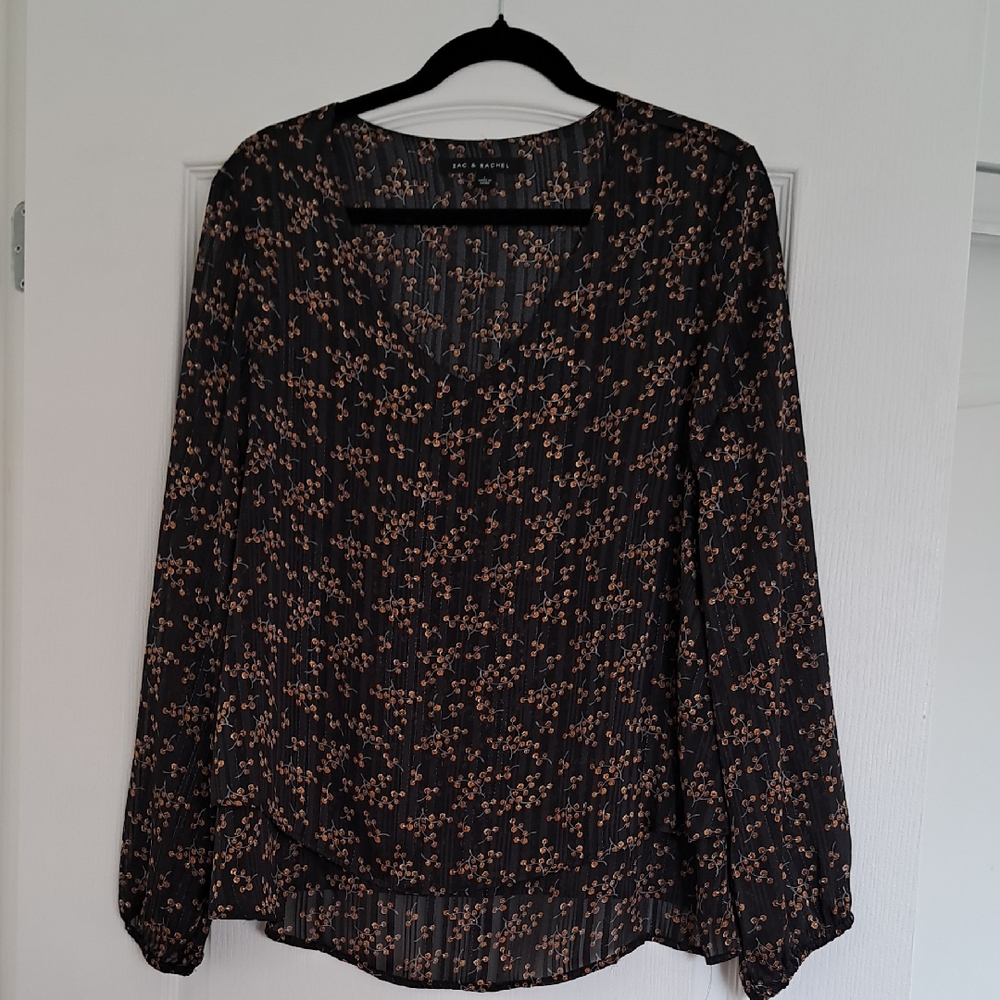 Zac & Rachel Black and Orange Patterned Blouse